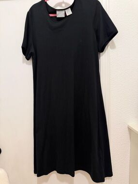 Blair Black Short-Sleeve Midi A-Line Dress